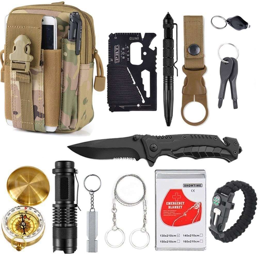 13 in 1 survival Gear Kit for Outdoor Wilderness Camping Travel ...