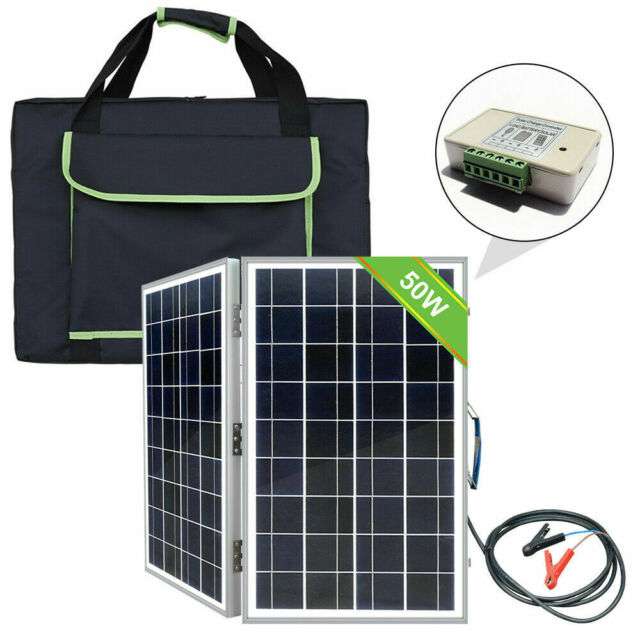 50W Watt 12V Portable Foldable Solar Panel Kit for Camping ...