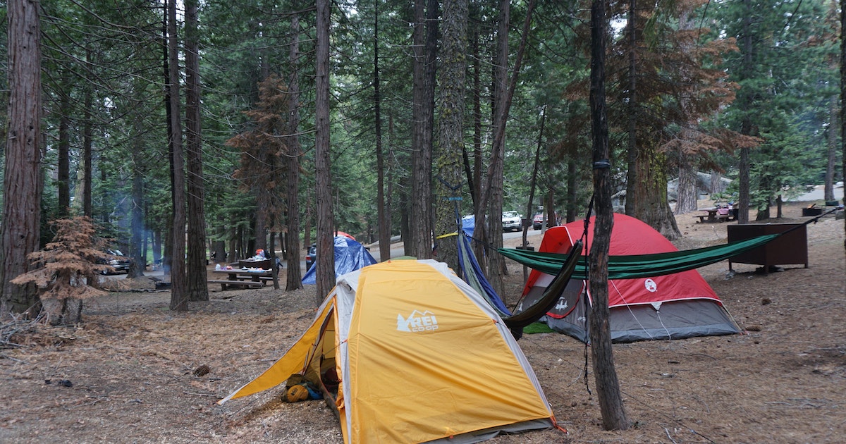 Camp at Sunset Campground in Kings Canyon National Park, Hume, California
