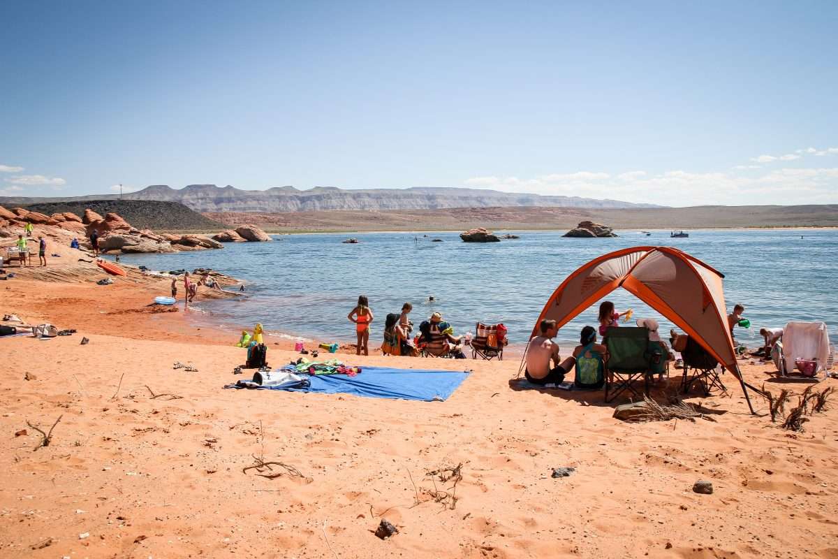 Camping and Swimming at Sand Hollow State Park, UT