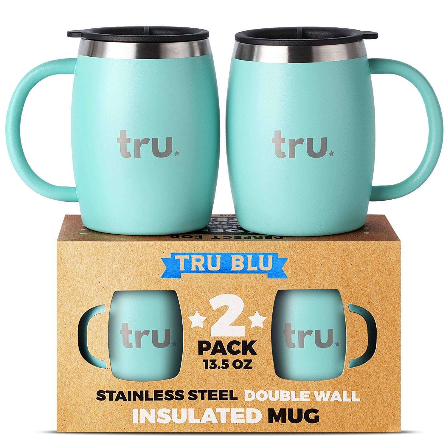 Camping Coffee Mugs with Lids (Set of 2) â Stainless Steel ...