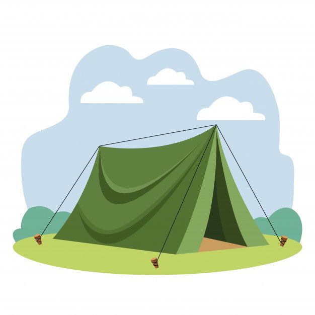 Camping Travel Tent Equipment Cartoon