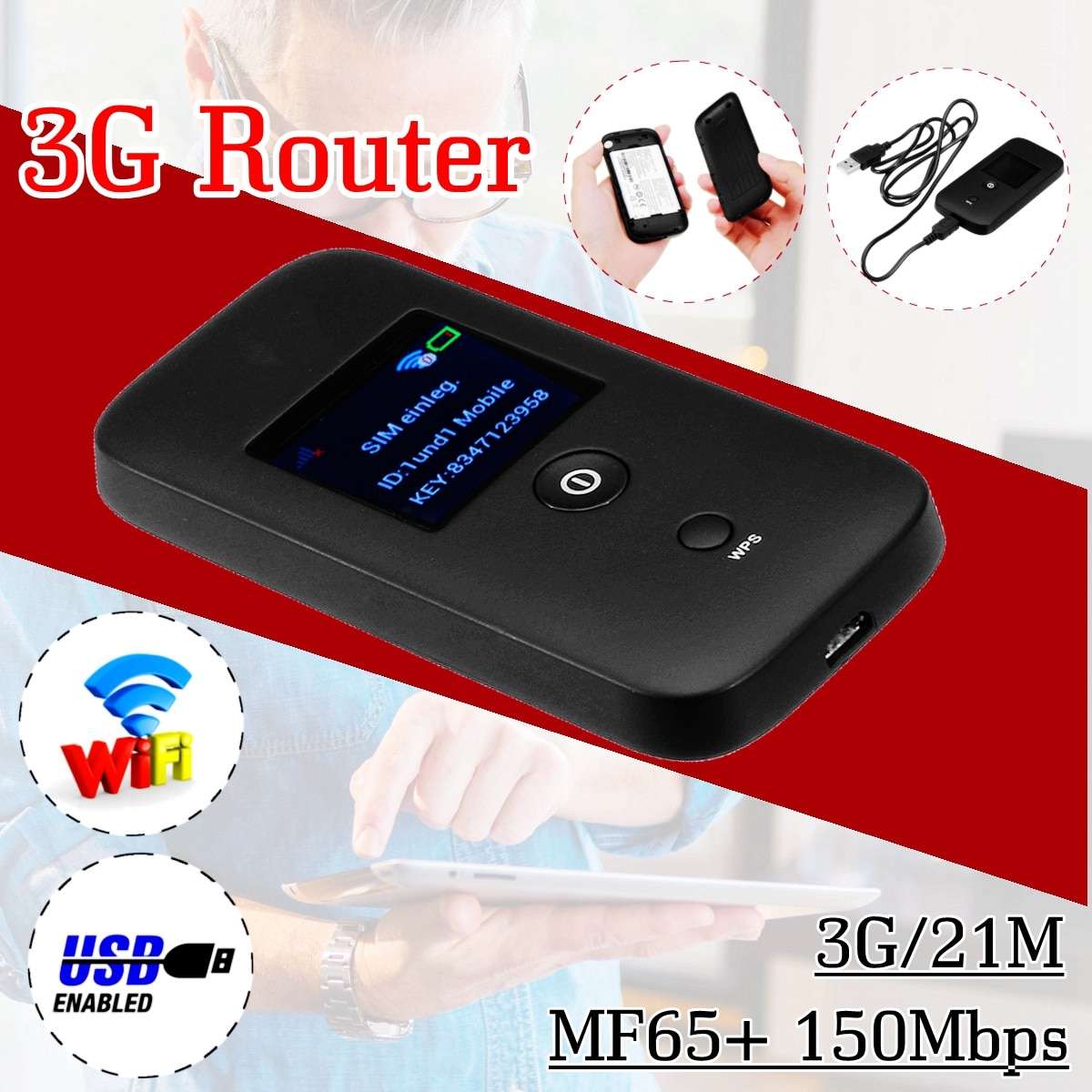 Mini Portable 3G WiFi Wireless Router 150Mbps Modem ...