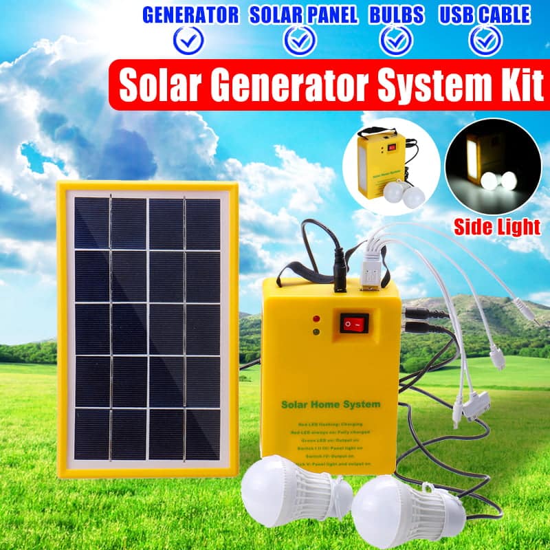 Outdoor Portable Solar Home System Kit DC Solar Panel Power Generator ...
