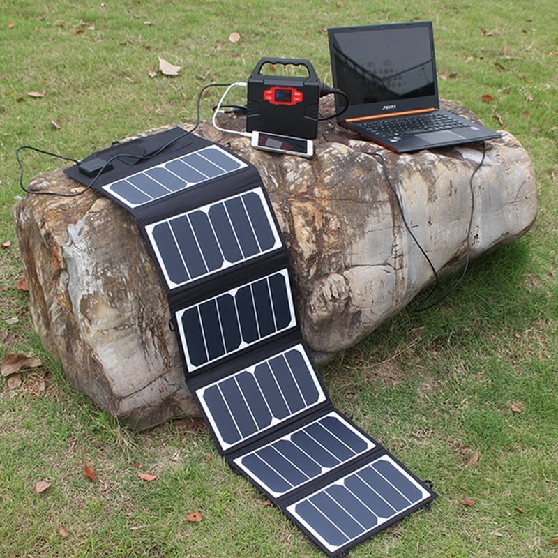 Portable energy pack solar power generator for camping
