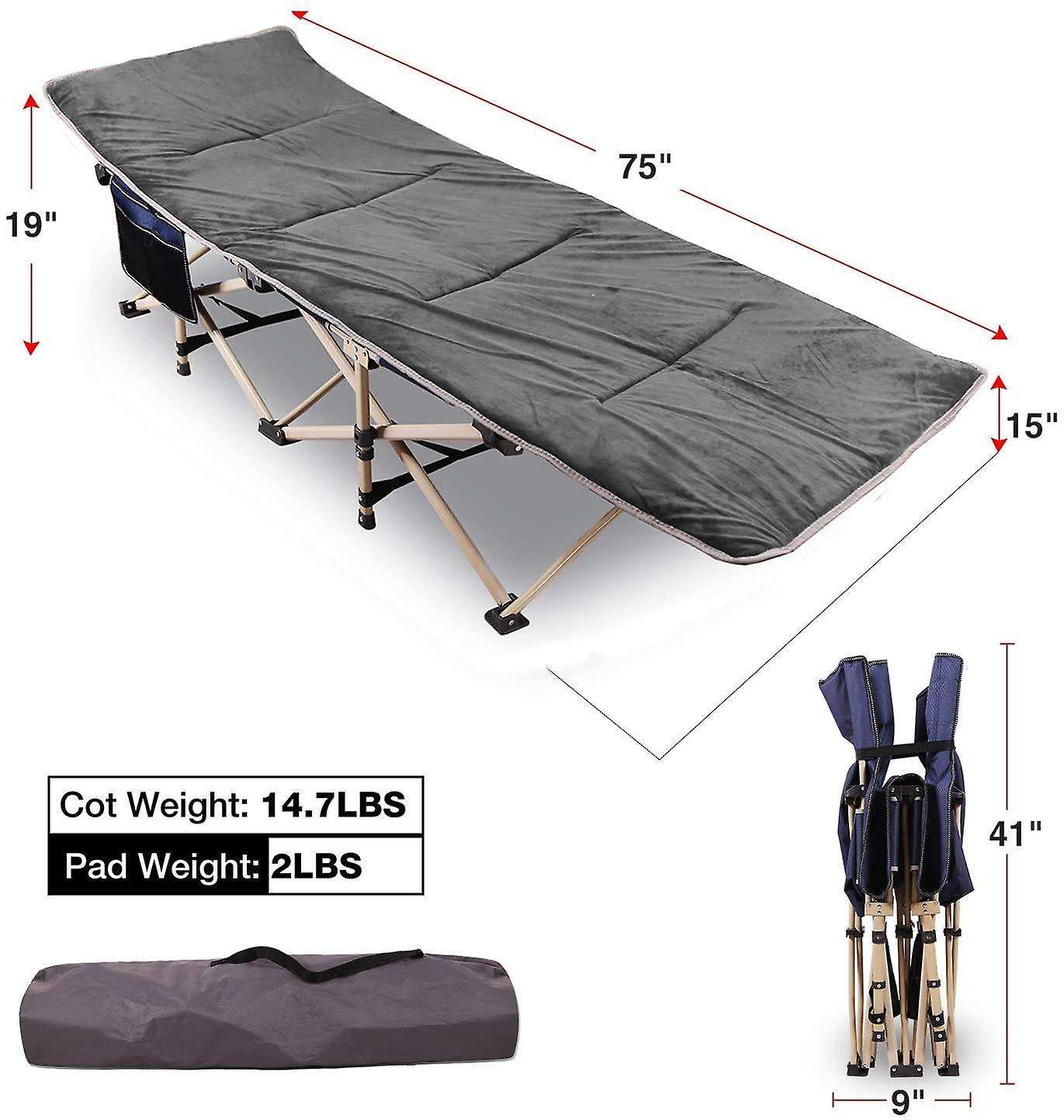 REDCAMP Folding Camping Beds wiht Mattress Pad for Adults ...