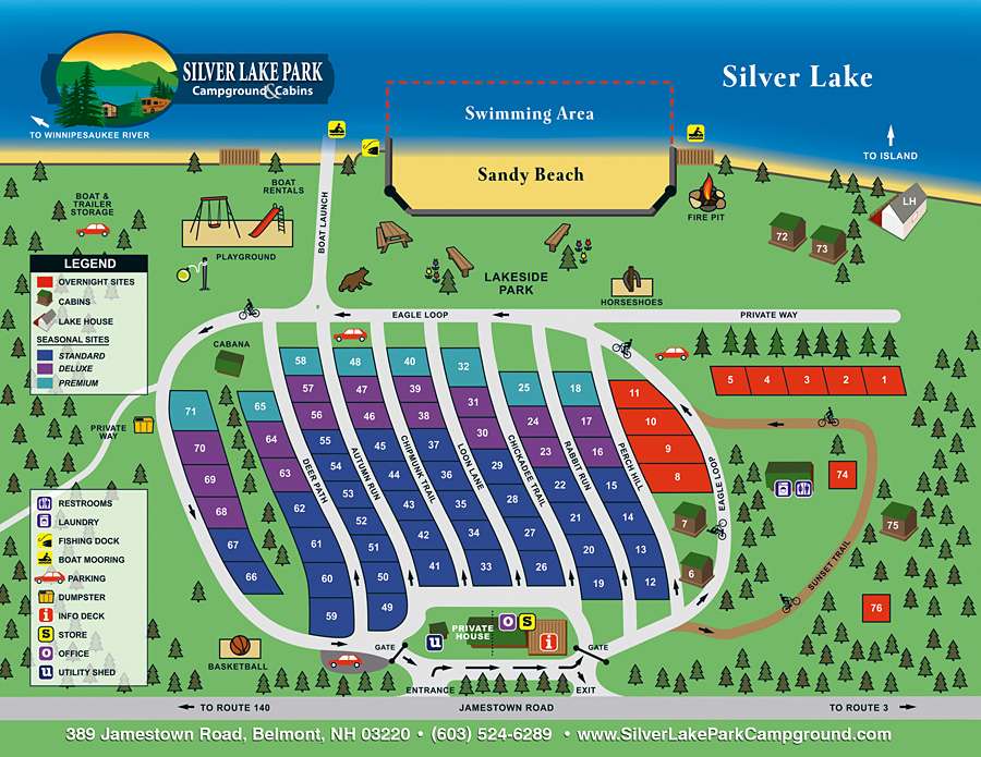 Silver Lake Park Campground :: Site Map &  Rules