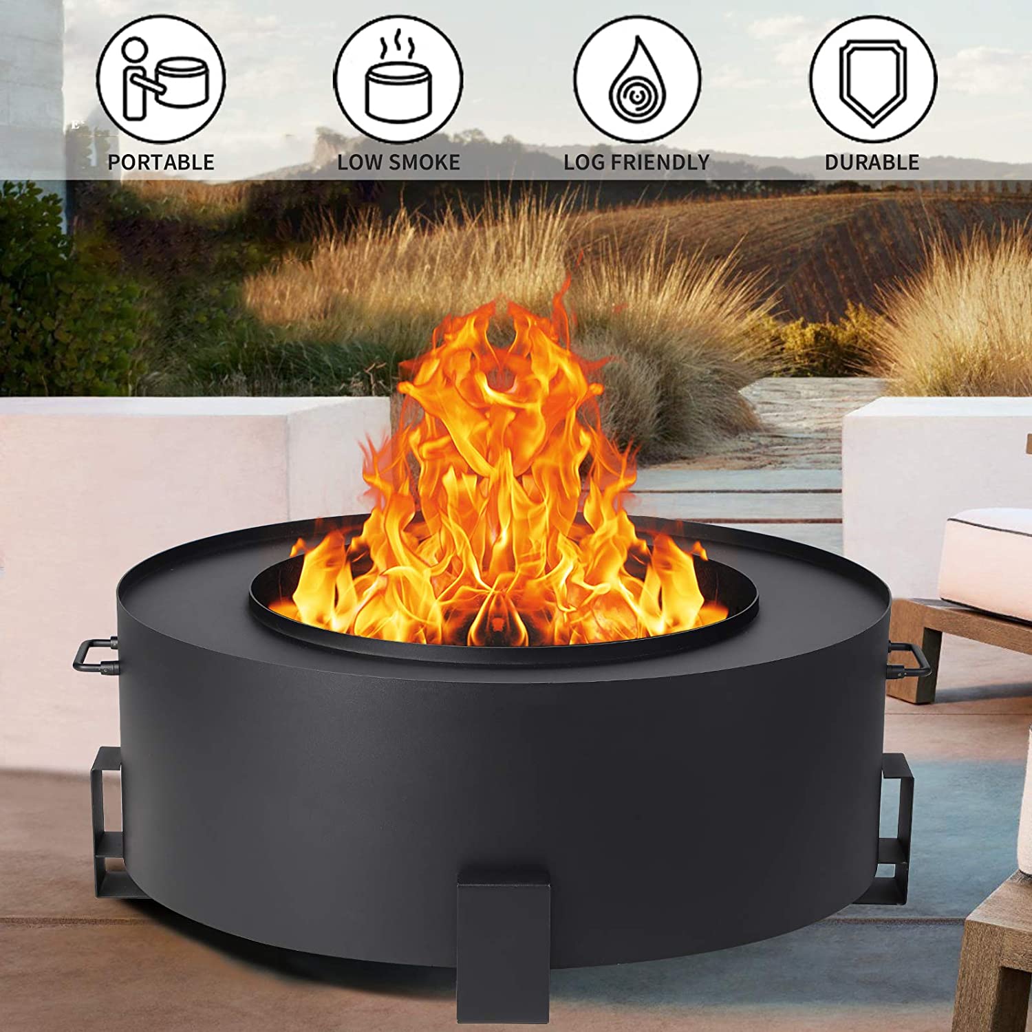 Wholesale GIODIR Smokeless Fire Pit Outdoor Wood Burning, 32 Inch Steel ...